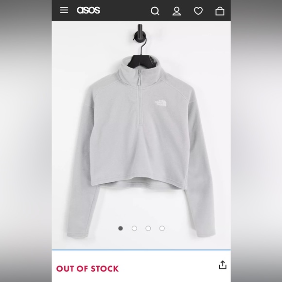 The North Face 100 Glacier 1/4 zip cropped fleece in gray Medium - Picture 7 of 16